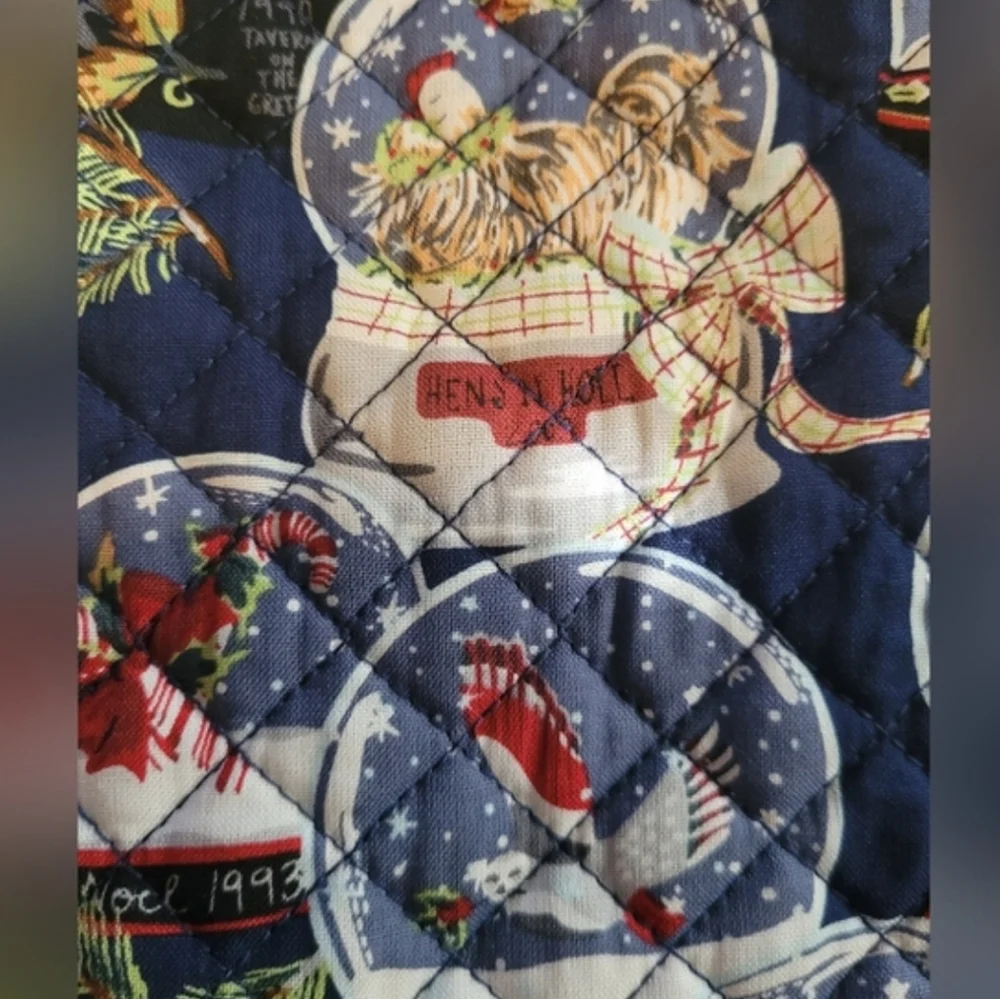 NWT Vera Bradley Winter Snow Globe Blue White Red Quilted Tote and Makeup Bag
